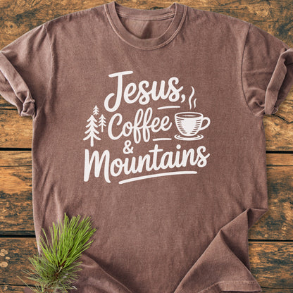 Jesus, Coffee, Mountains - Premium Vintage Tee