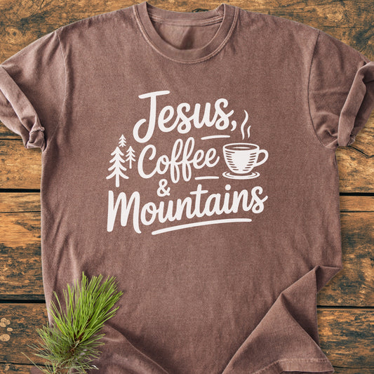 Jesus, Coffee, Mountains - Vintage Wash Tee