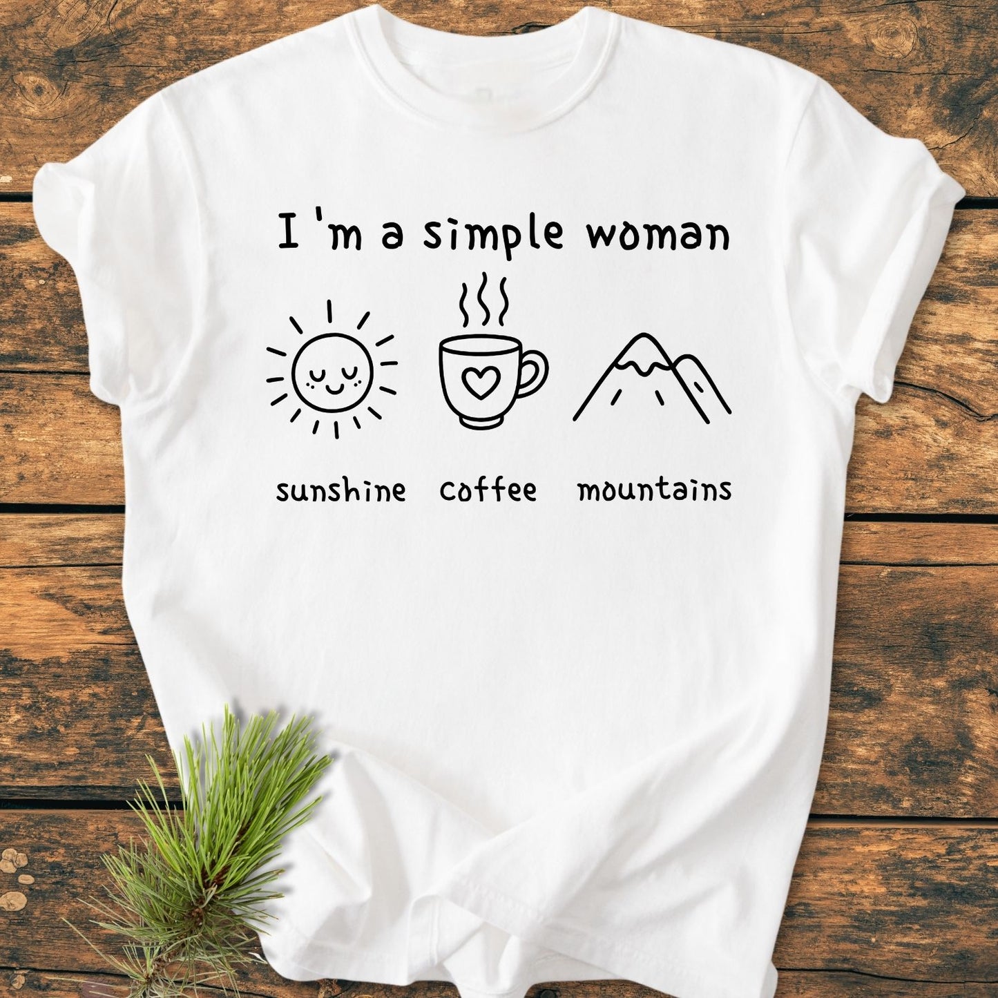 I'm A Simple Woman. Sunshine Coffee Mountains - Vintage Wash Tee
