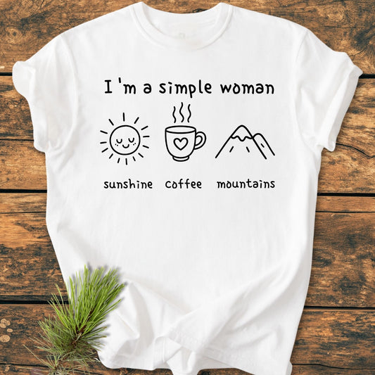 I'm A Simple Woman. Sunshine Coffee Mountains - Vintage Wash Tee
