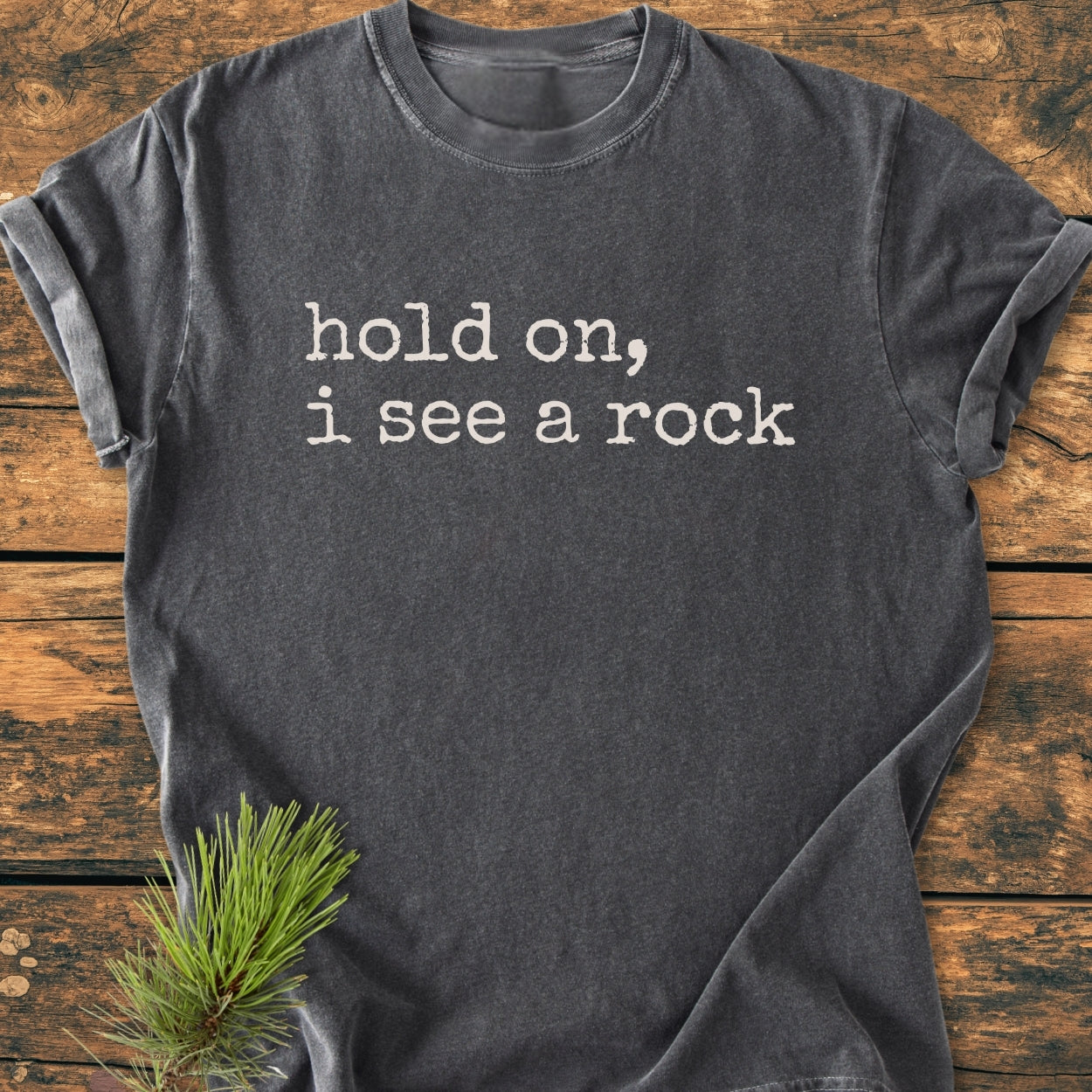 Hold On I See A Rock - Vintage Wash Tee