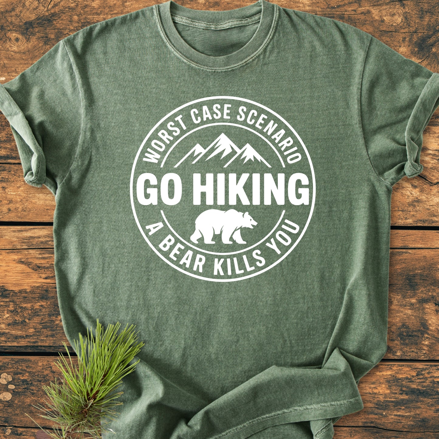 Go Hiking Worst Case Scenario Bear - Vintage Wash Tee