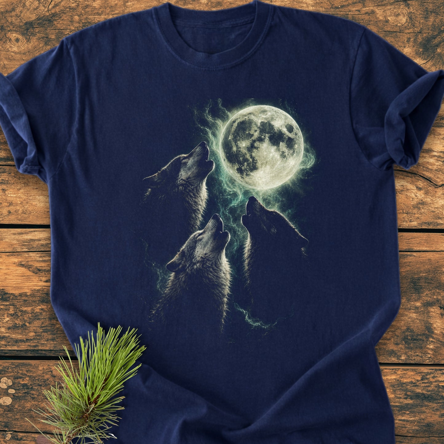 Three Wolves Howling at the Full Moon - Vintage Wash Tee