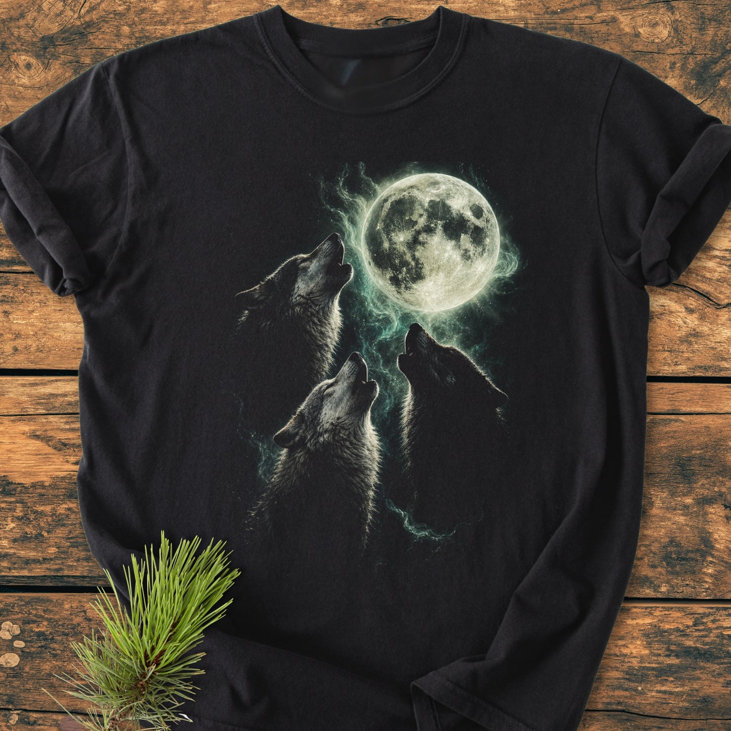 Three Wolves Howling at the Full Moon - Vintage Wash Tee