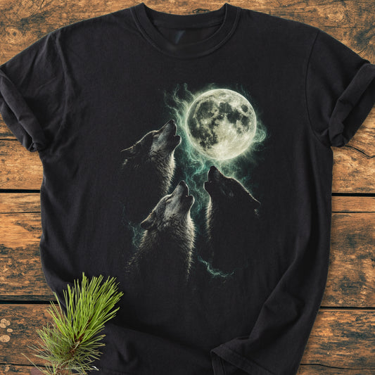 Three Wolves Howling at the Full Moon - Vintage Wash Tee