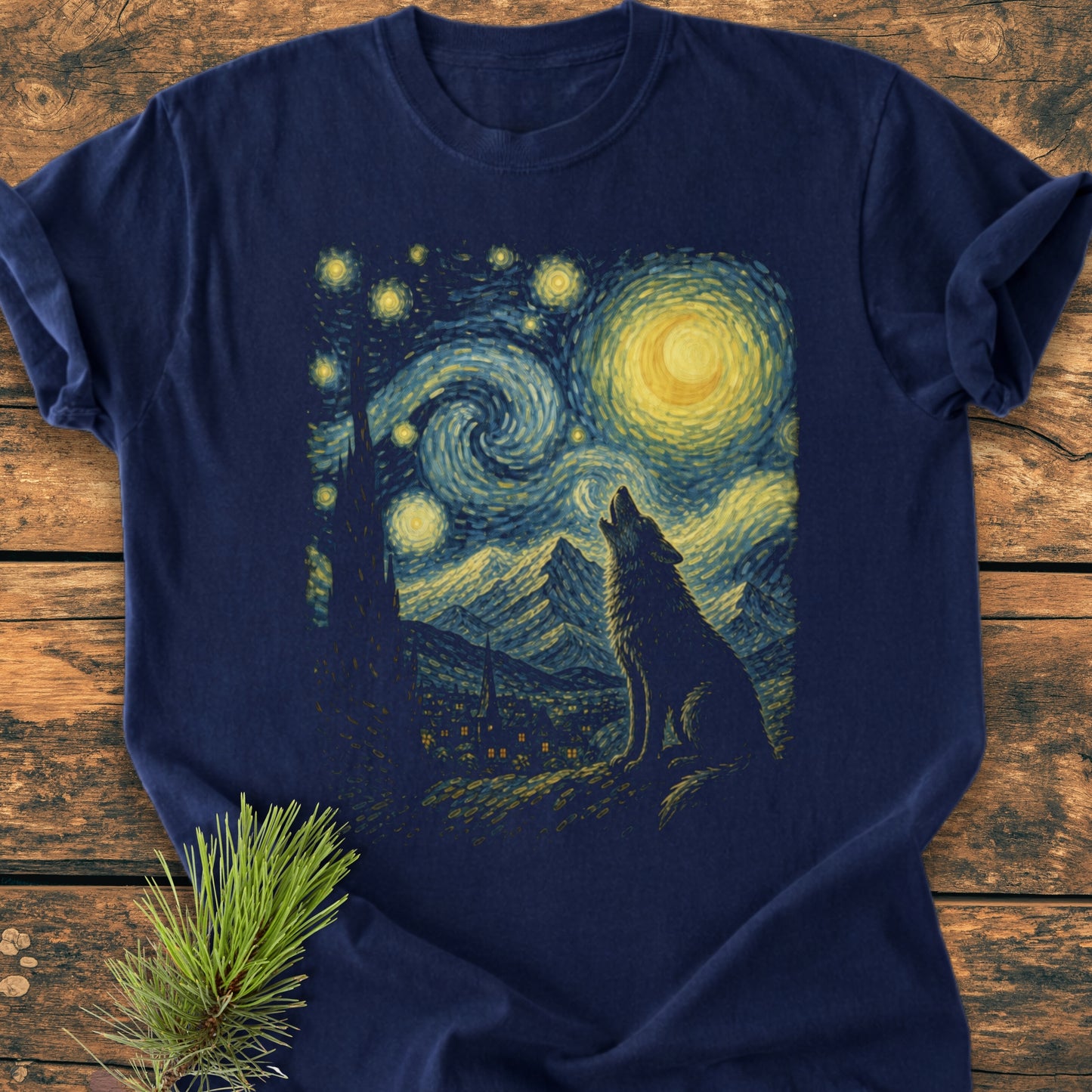 Starry Night - Howling Wolf - Vintage Wash Tee