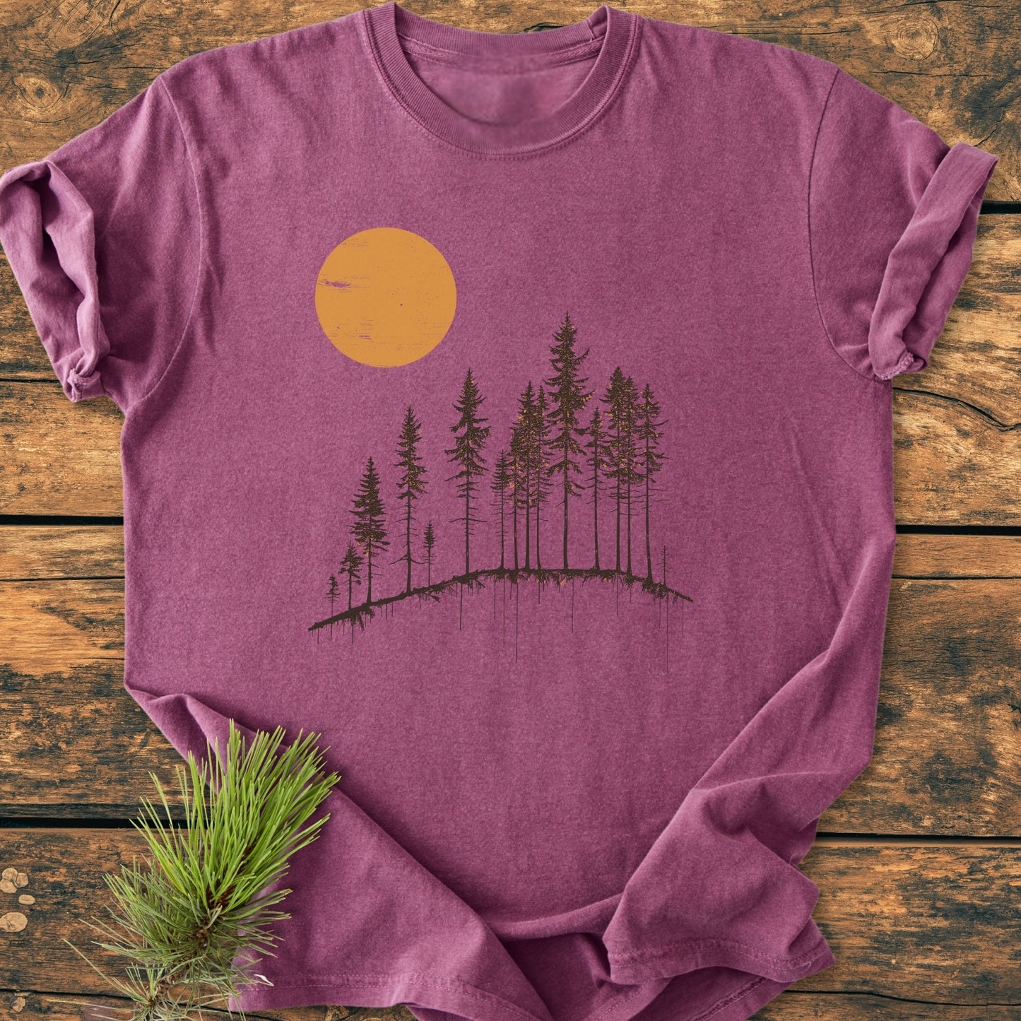Minimalist Moon And Trees - Vintage Wash Tee