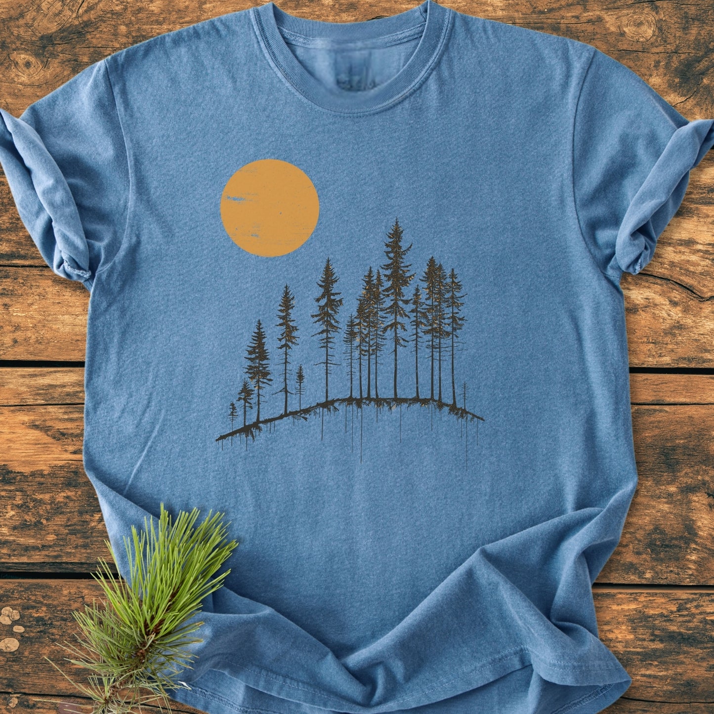 Minimalist Moon And Trees - Vintage Wash Tee