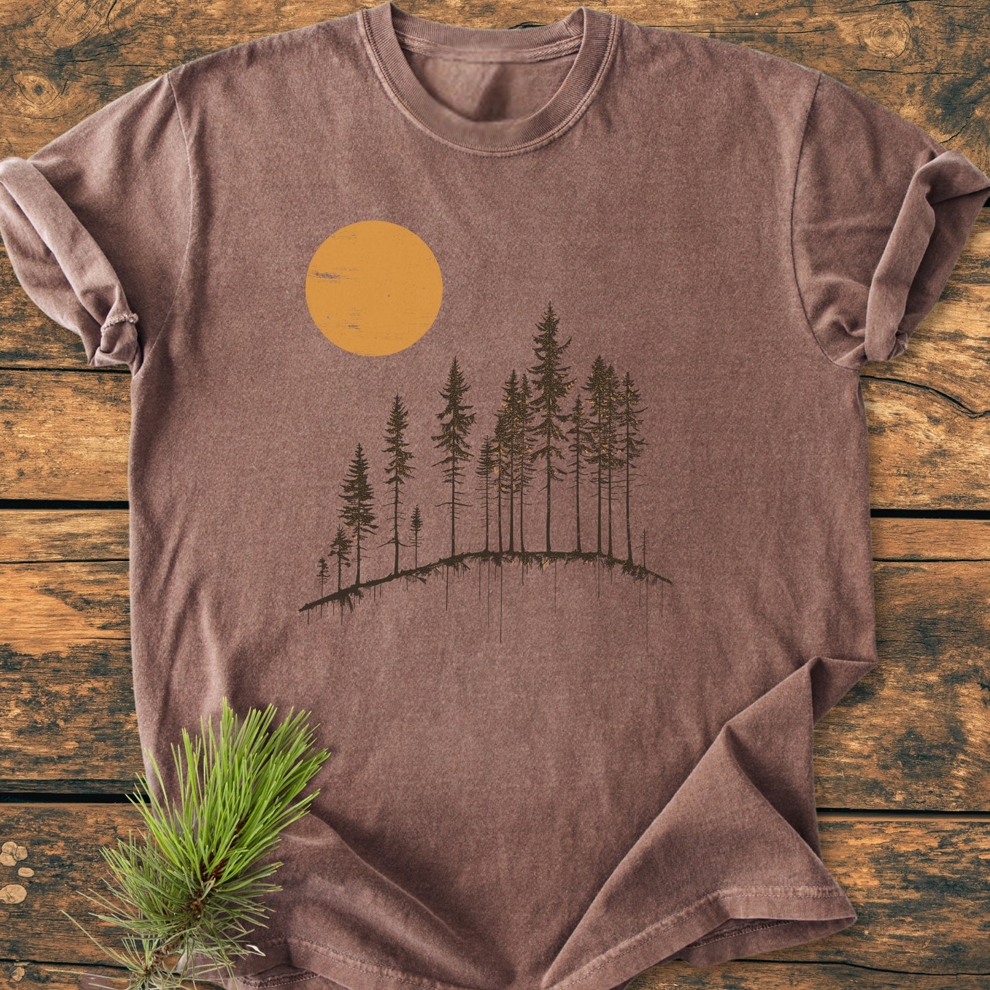 Minimalist Moon And Trees - Vintage Wash Tee
