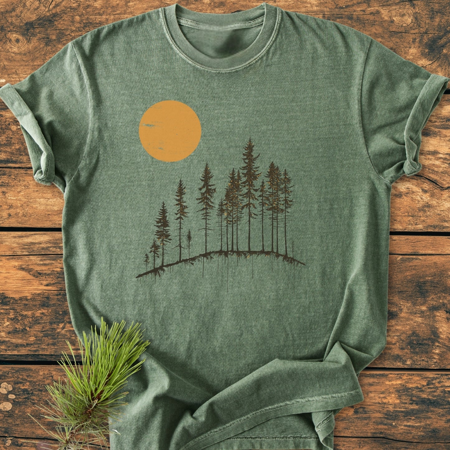 Minimalist Moon And Trees - Vintage Wash Tee