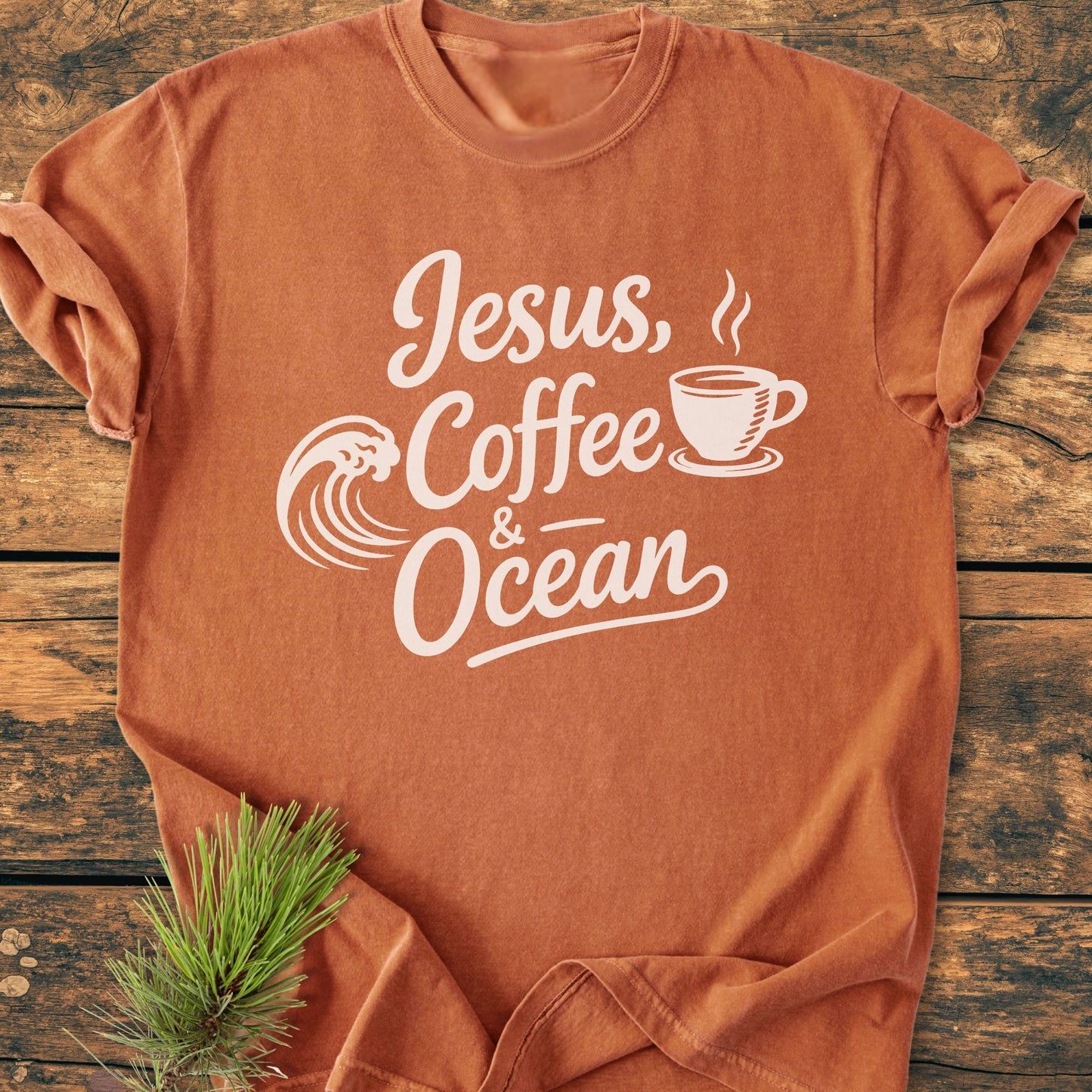 Jesus, Coffee, Ocean - Vintage Wash Tee