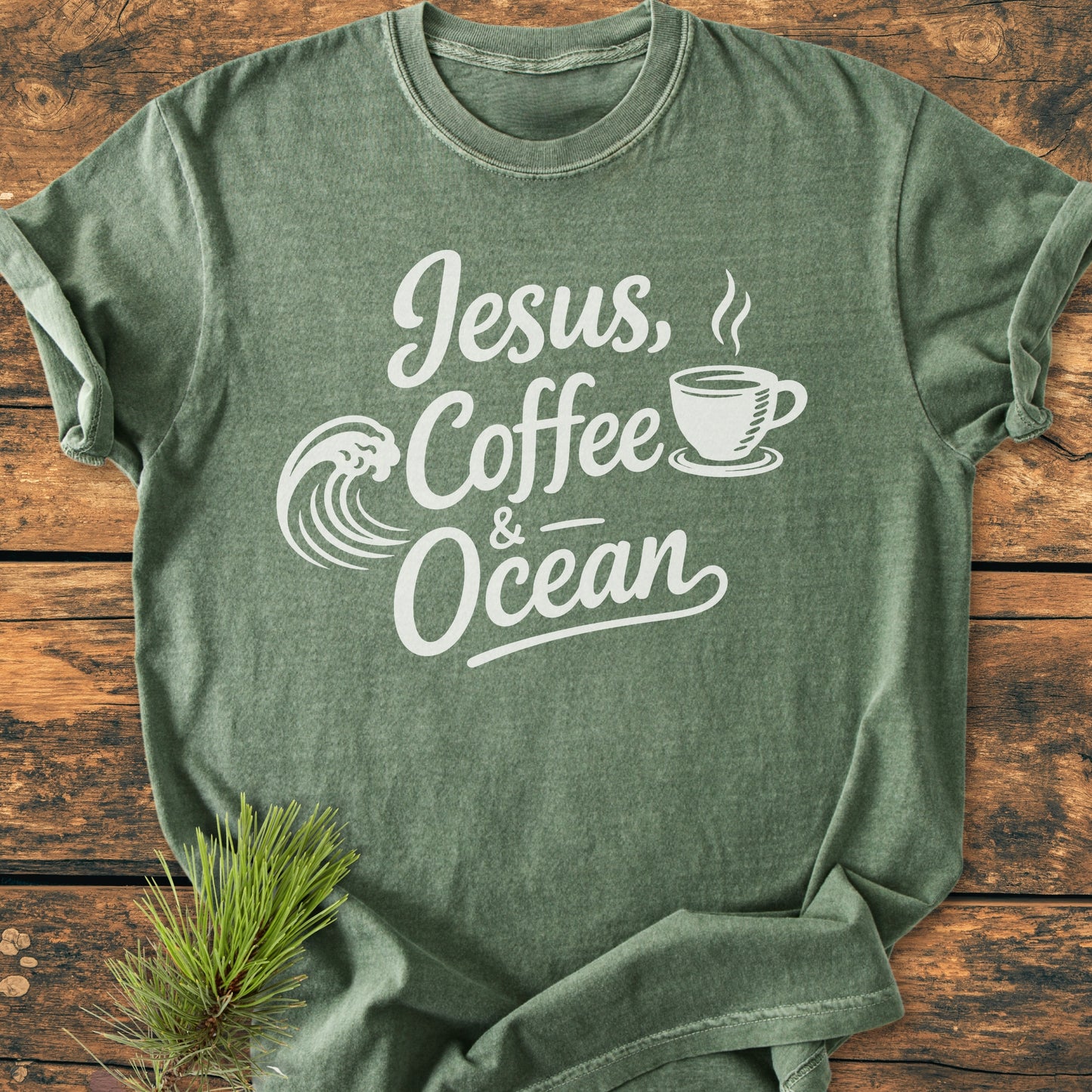 Jesus, Coffee, Ocean - Vintage Wash Tee