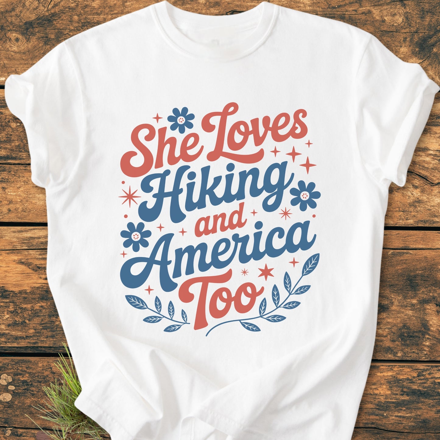 She Loves Hiking And America Too - Premium Vintage Tee
