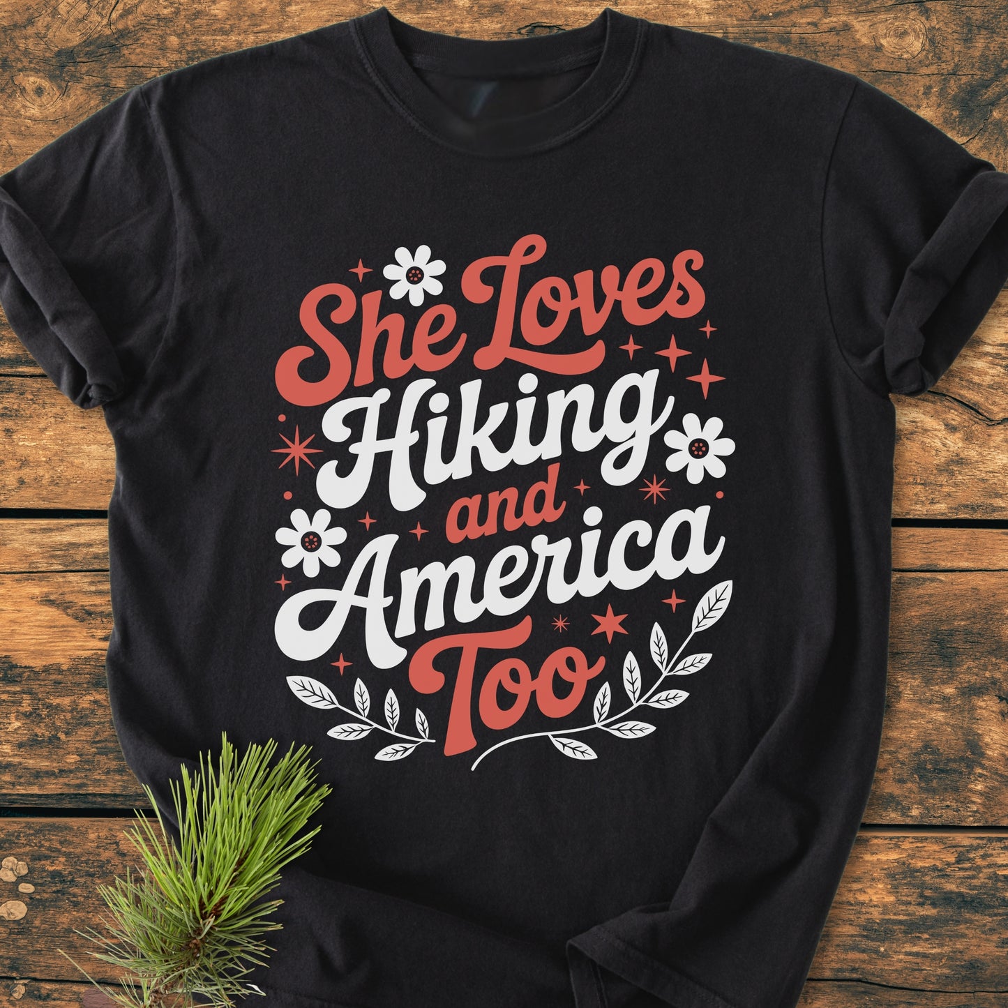 She Loves Hiking And America Too - Premium Vintage Tee