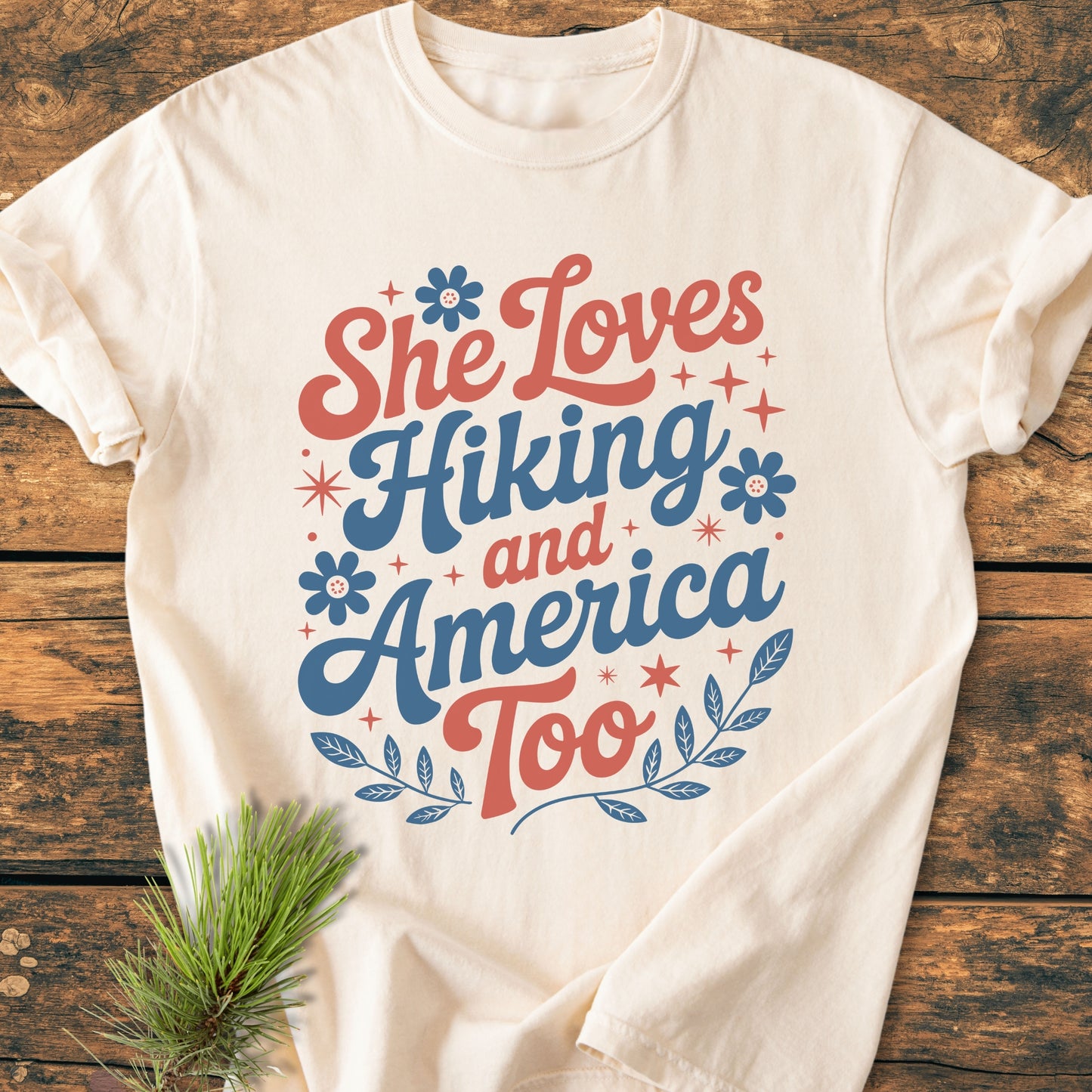 She Loves Hiking And America Too - Premium Vintage Tee