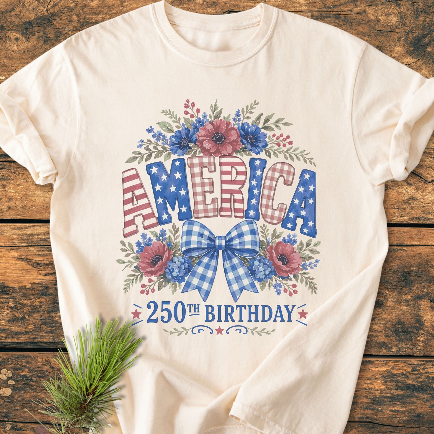 America 250th Birthday Flower - Premium Vintage Tee