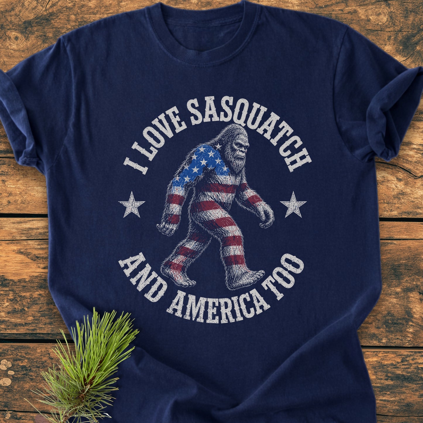 Sasquatch And America Love - Premium Vintage Tee