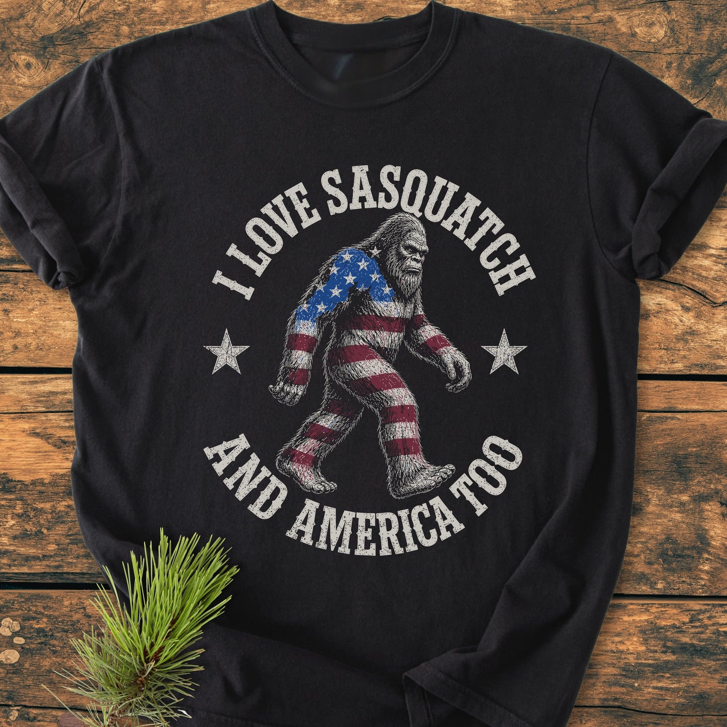 Sasquatch And America Love - Premium Vintage Tee