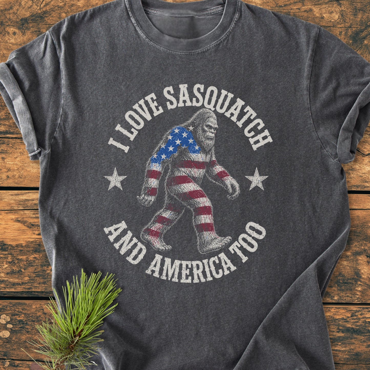 Sasquatch And America Love - Premium Vintage Tee