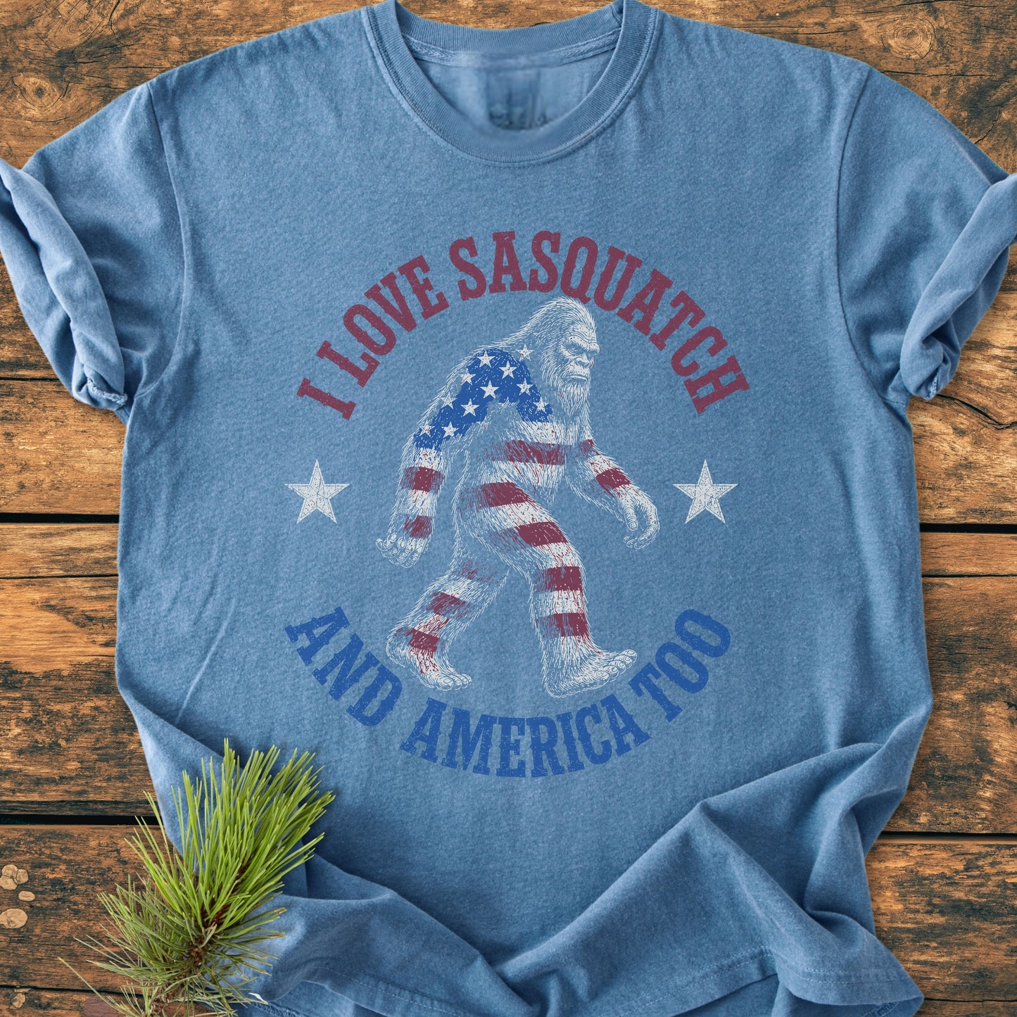 Sasquatch And America Love - Premium Vintage Tee
