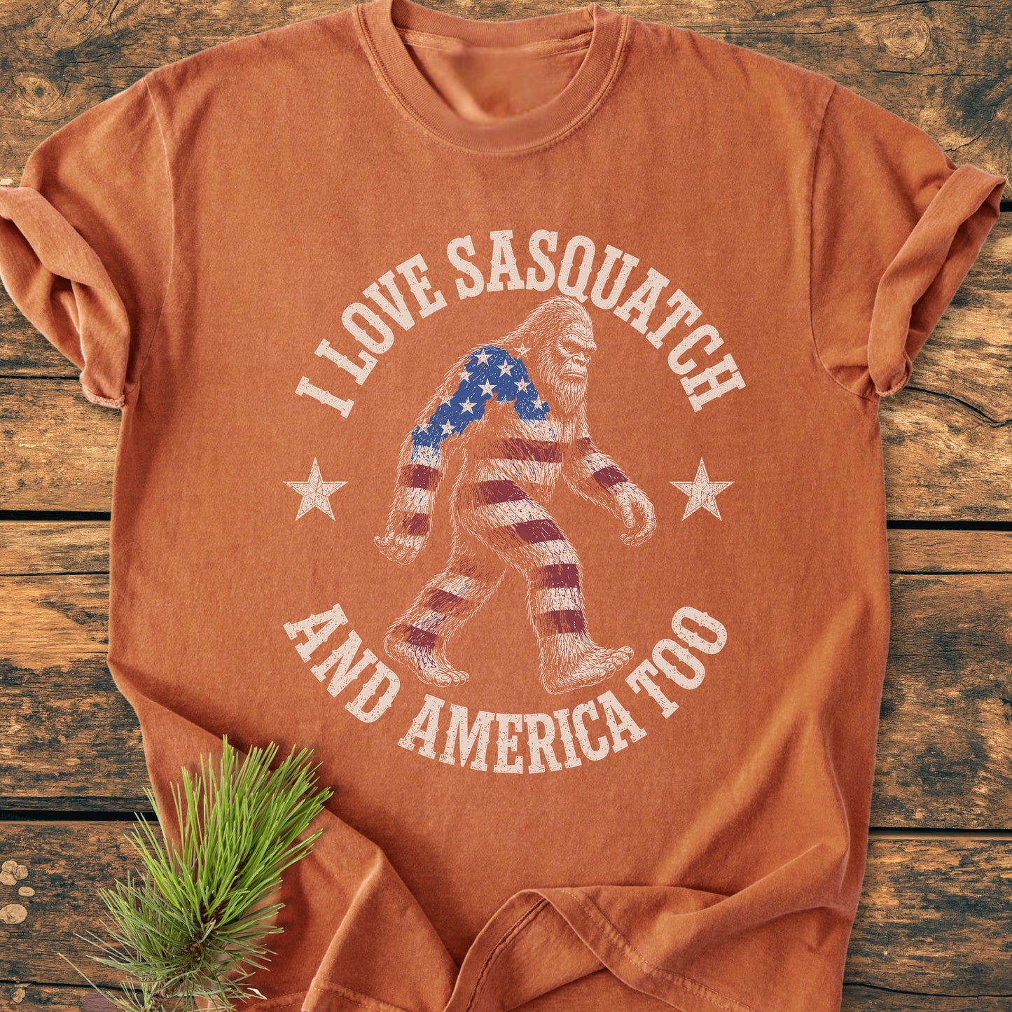 Sasquatch And America Love - Premium Vintage Tee