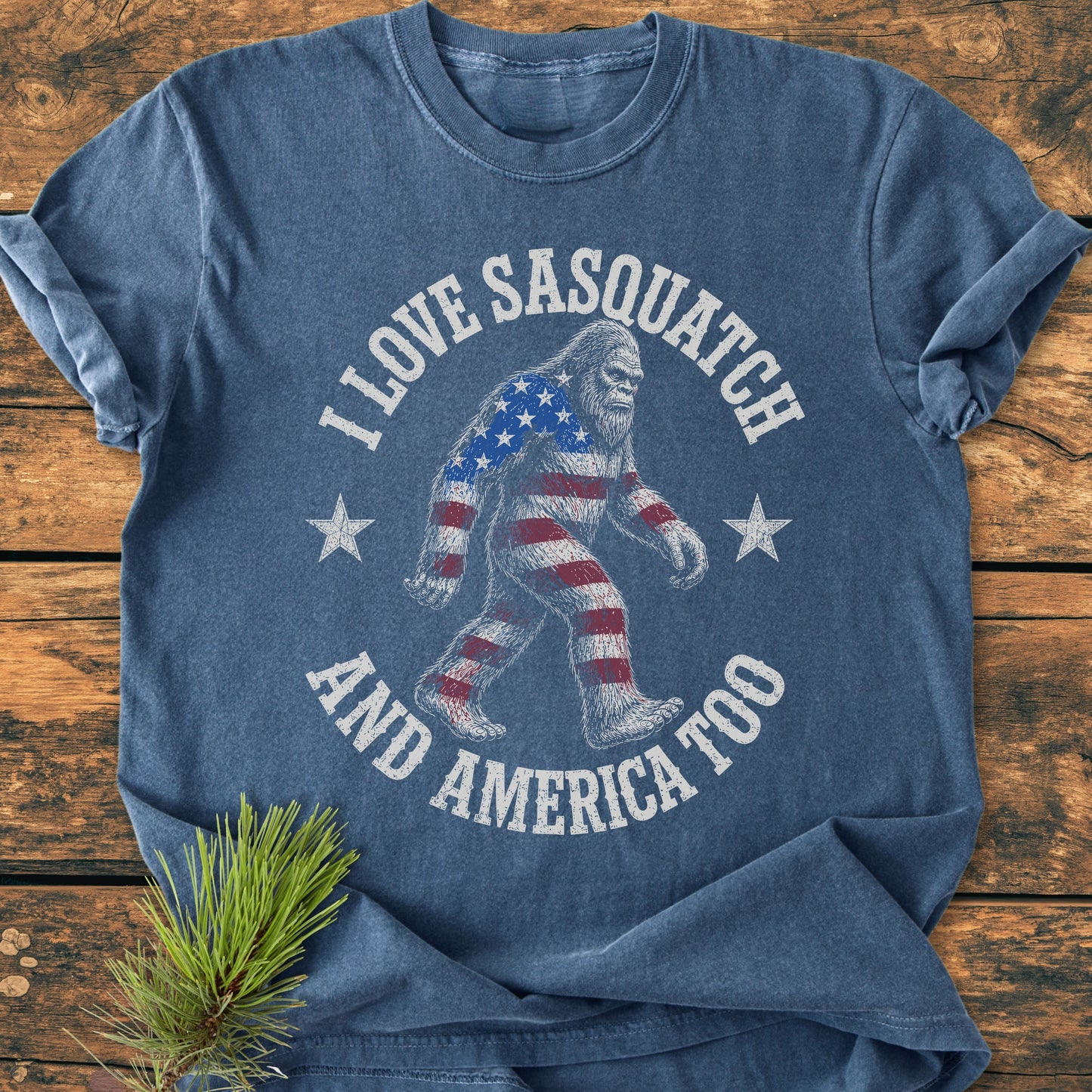 Sasquatch And America Love - Premium Vintage Tee