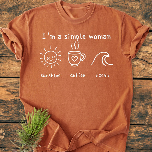 I'm A Simple Woman, Sunshine Coffee Ocean - Premium Vintage Tee