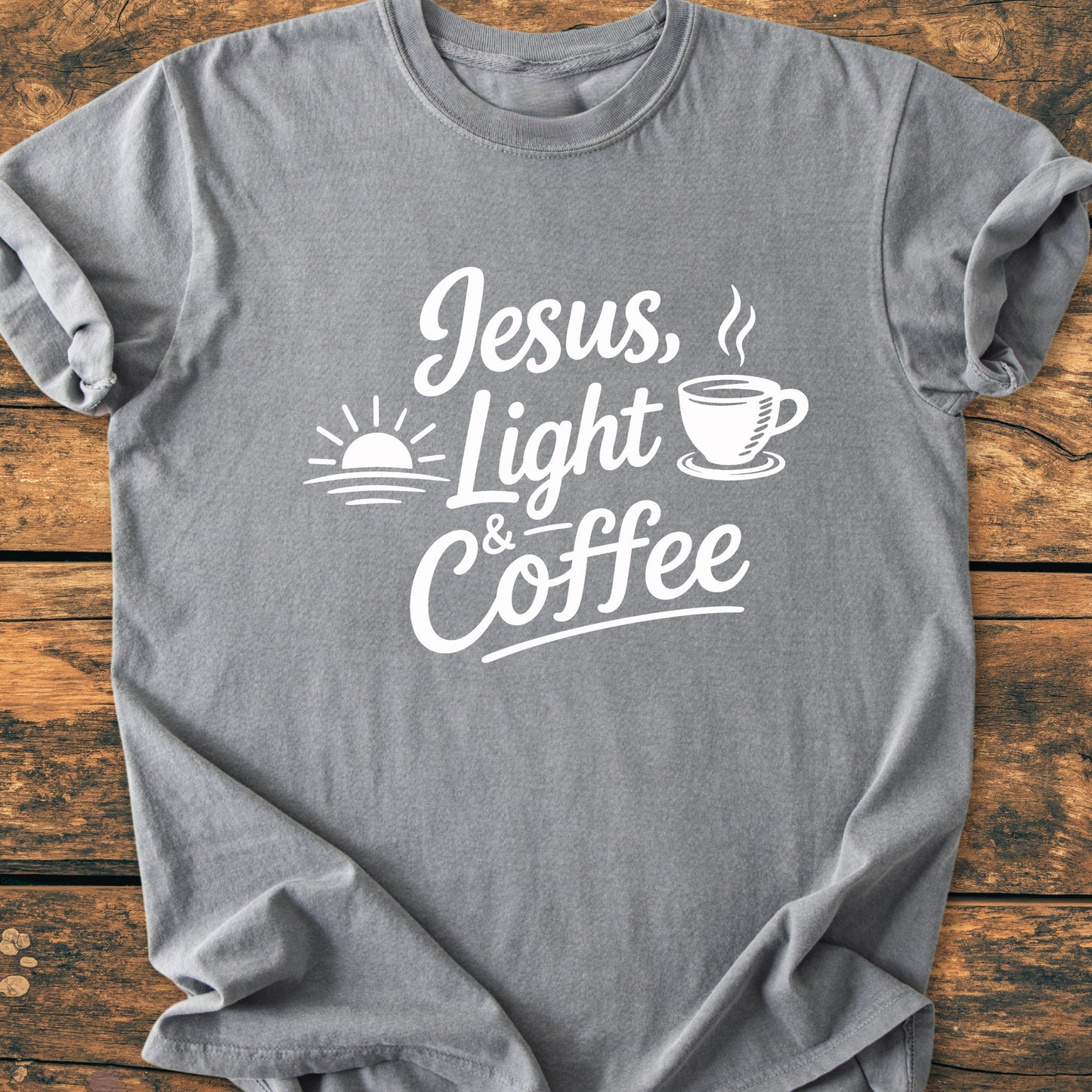 Jesus, Light And Coffee - Vintage Wash Tee