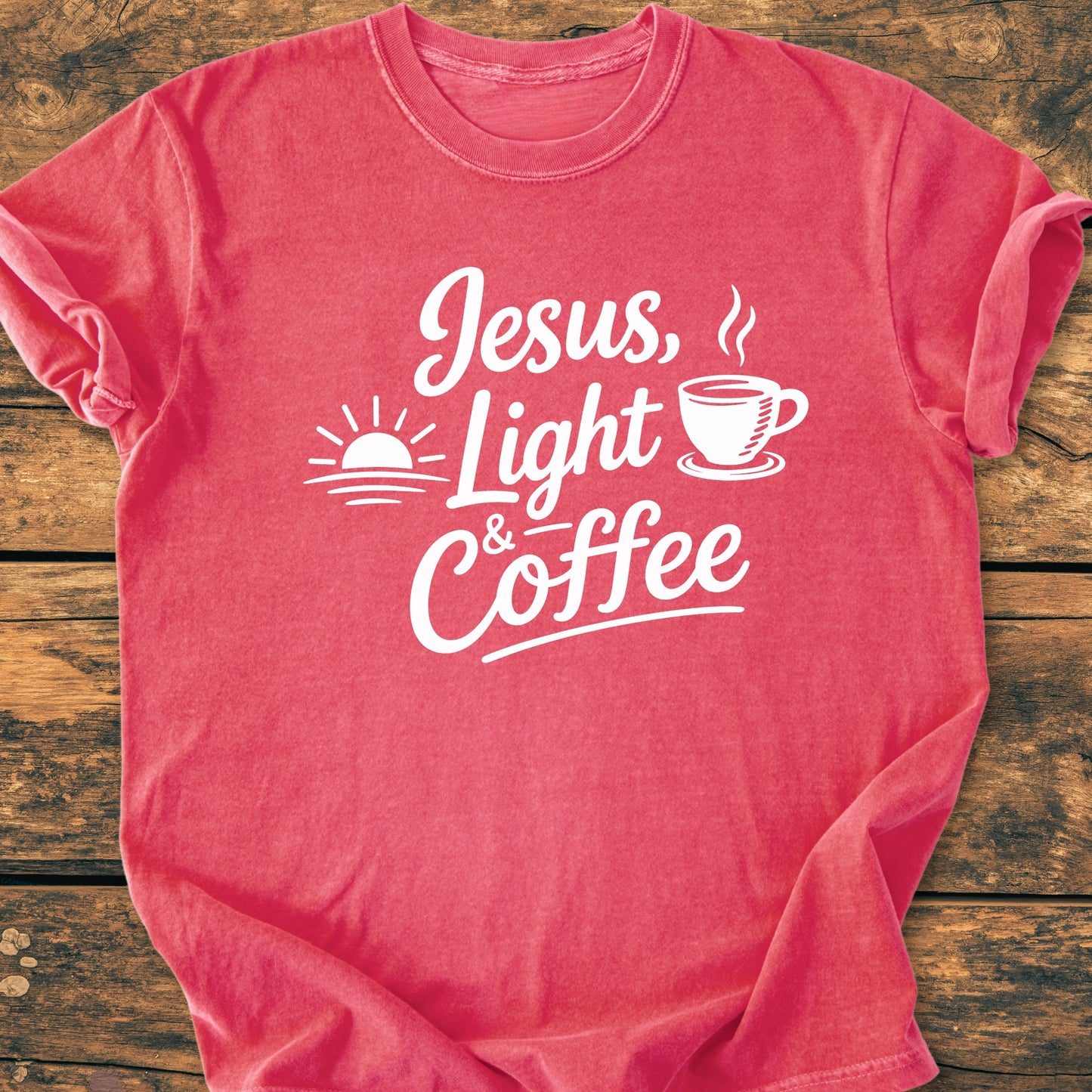 Jesus, Light And Coffee - Vintage Wash Tee