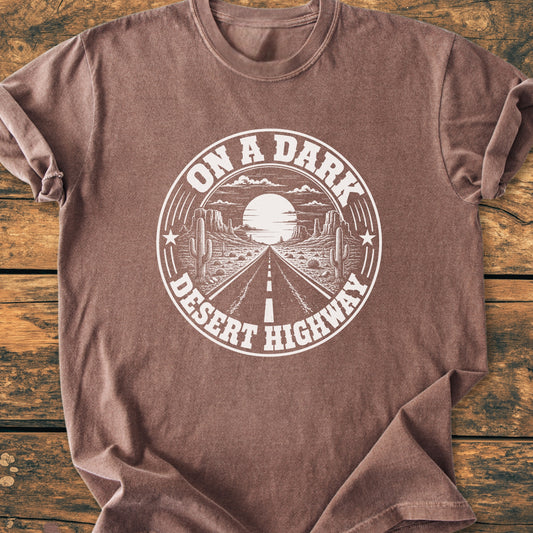 On A Dark Desert Highway Badge - Premium Vintage Tee