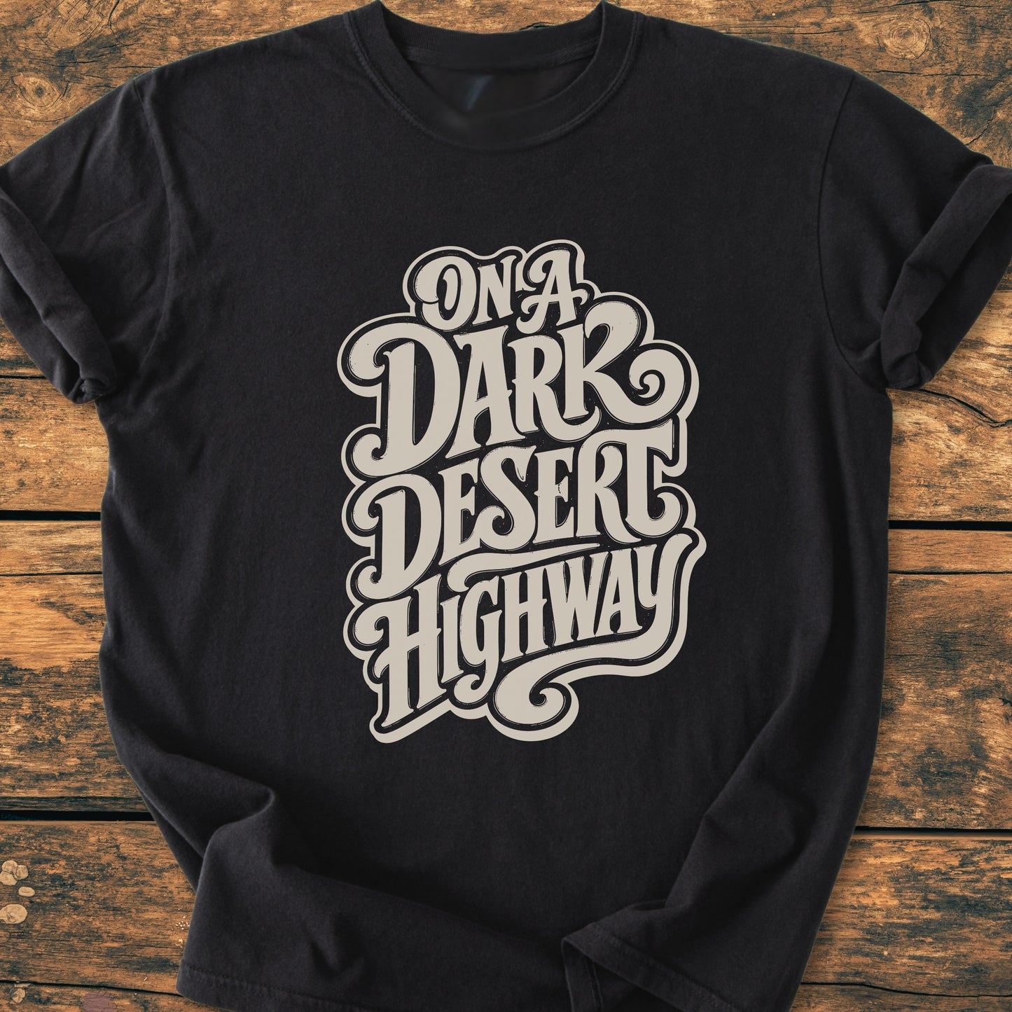 On A Dark Desert Highway Retro - Vintage Wash Tee