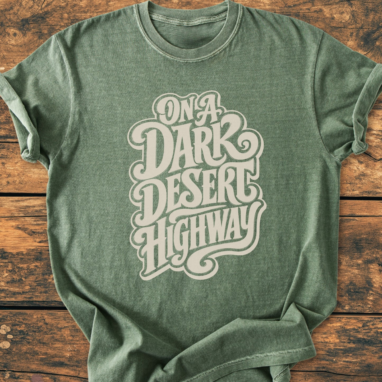 On A Dark Desert Highway Retro - Vintage Wash Tee