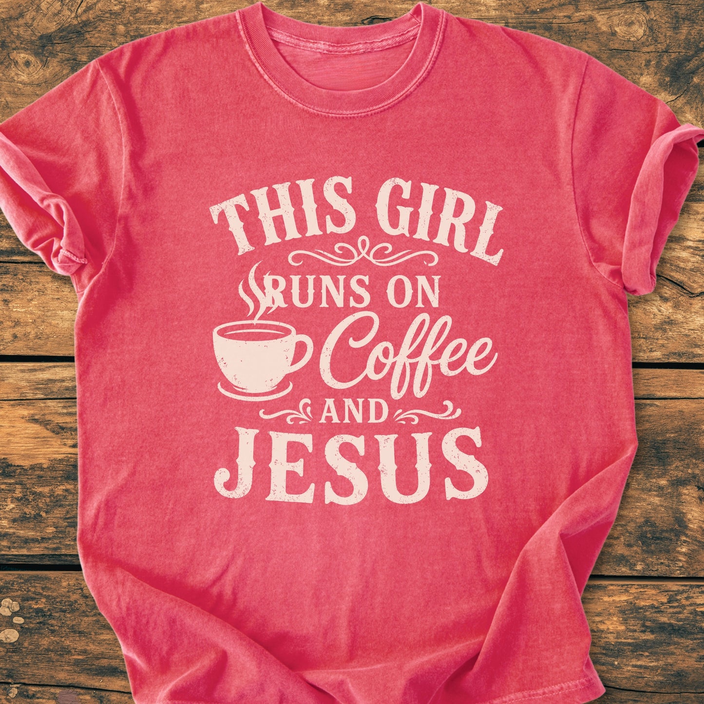 Running On Coffee And Jesus - Vintage Wash Tee