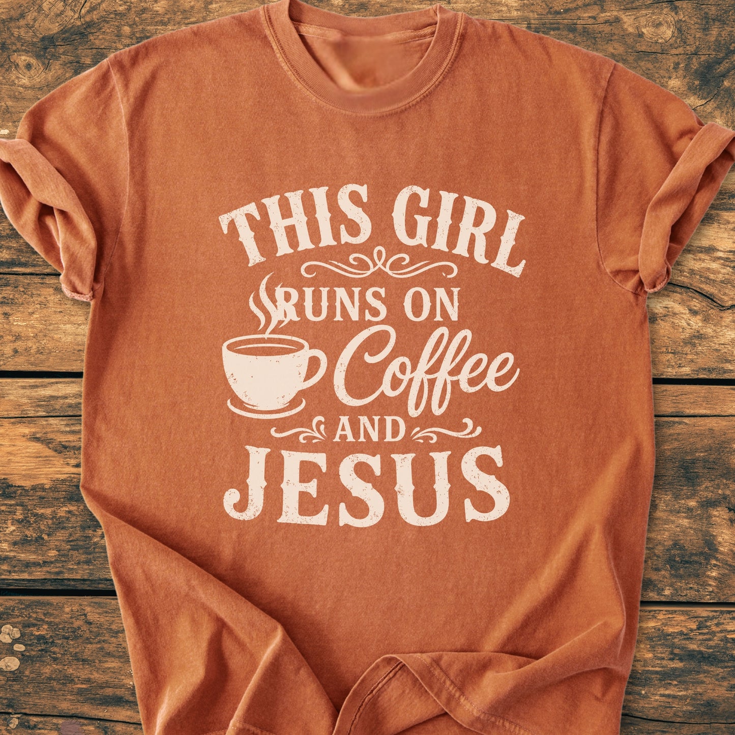 Running On Coffee And Jesus - Vintage Wash Tee