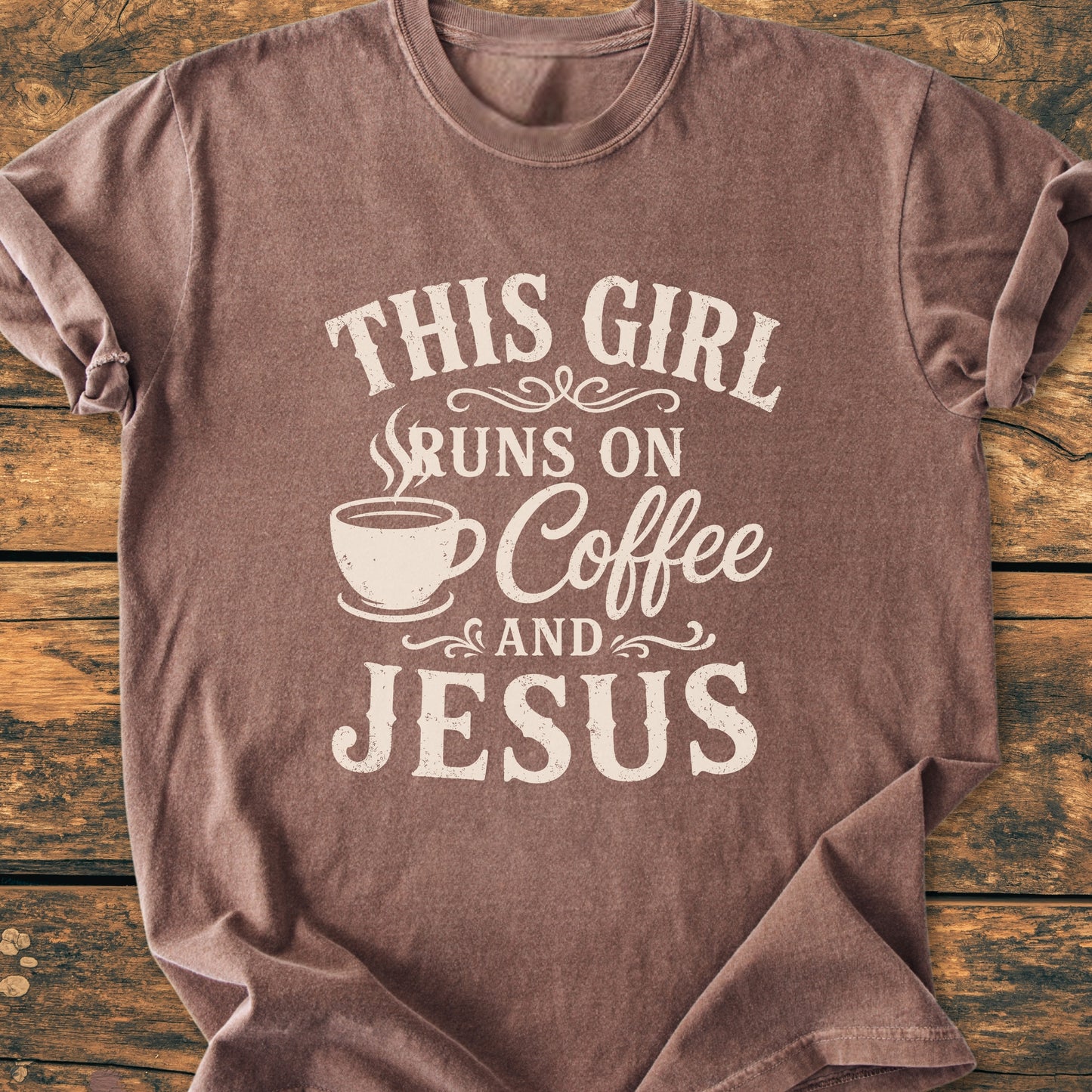 Running On Coffee And Jesus - Vintage Wash Tee