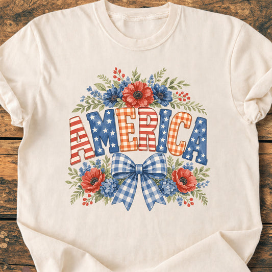 America Flowers - Premium Vintage Tee