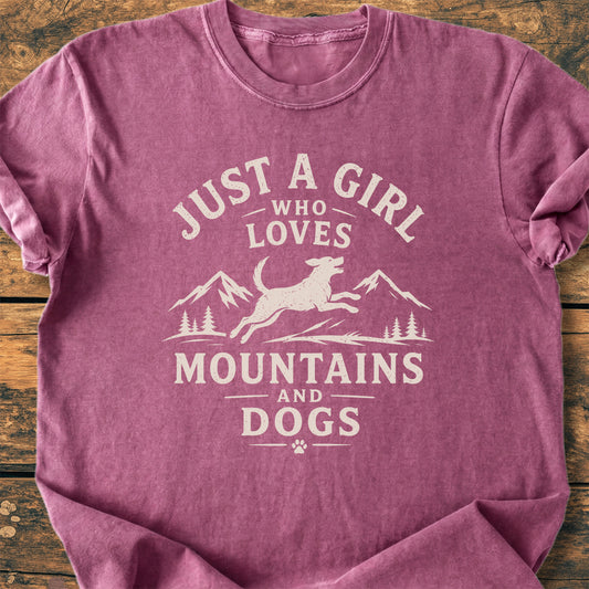Just A Girl Who Loves Mountains And Dogs - Premium Vintage Tee