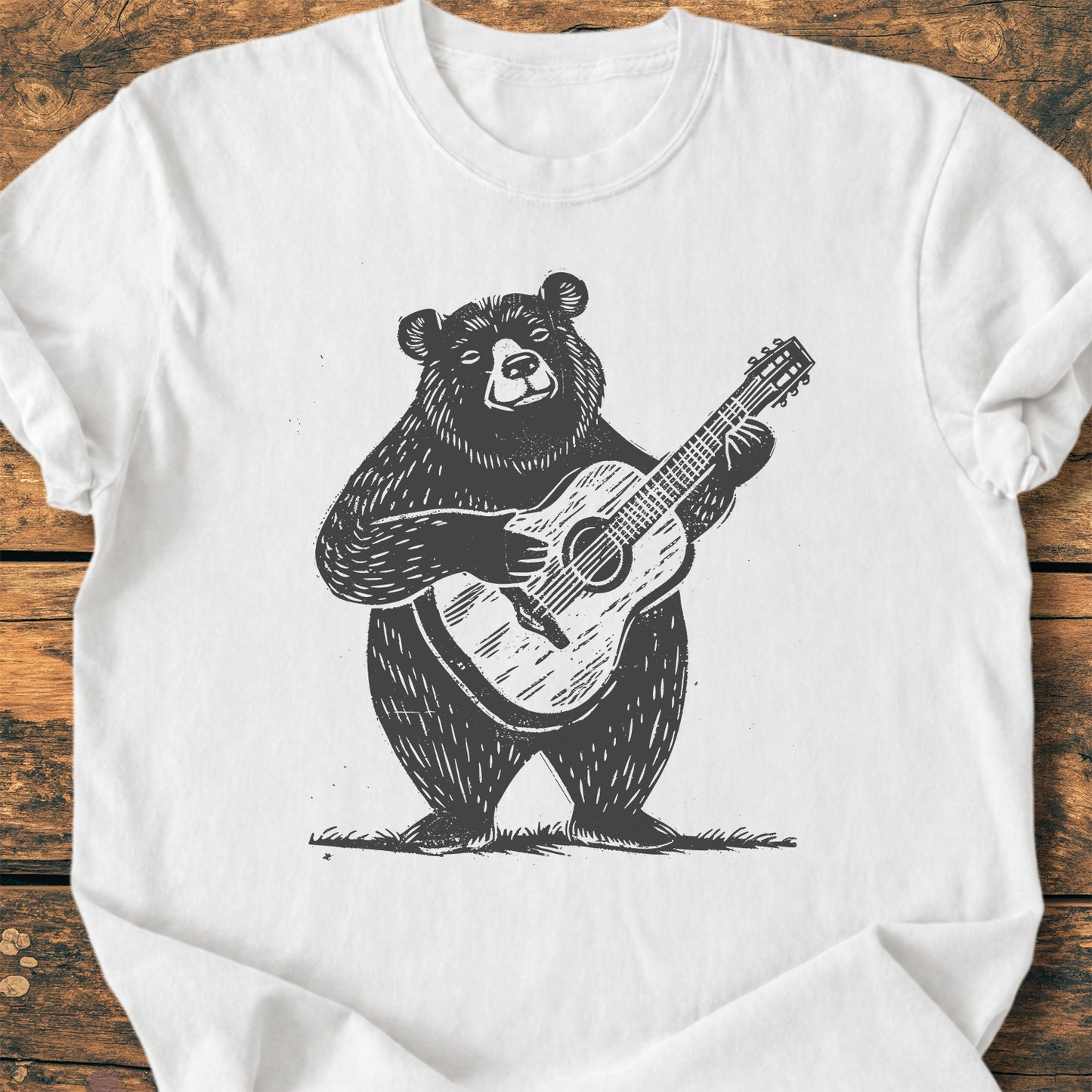 Bear With Guitar - Premium Vintage Tee