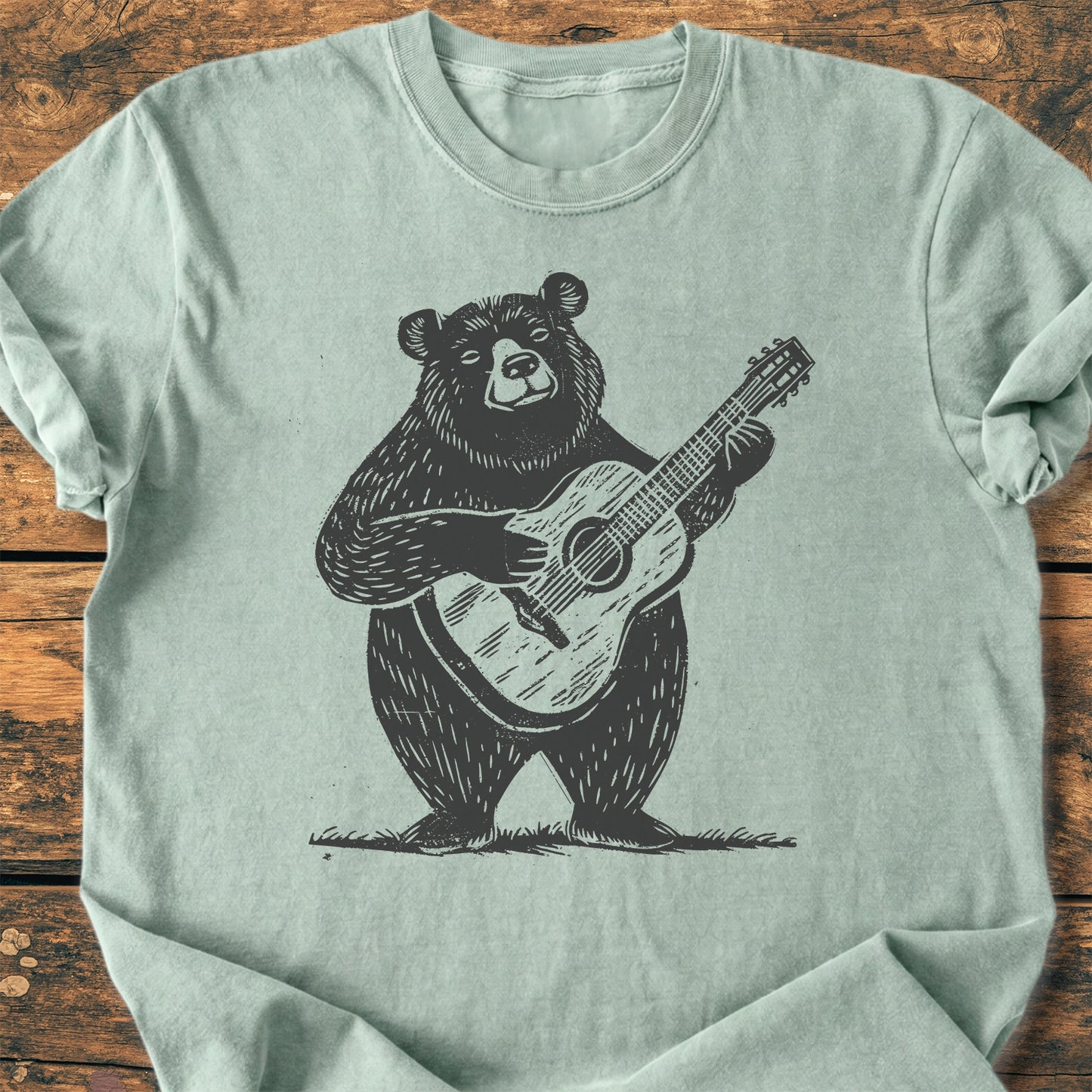 Bear With Guitar - Premium Vintage Tee