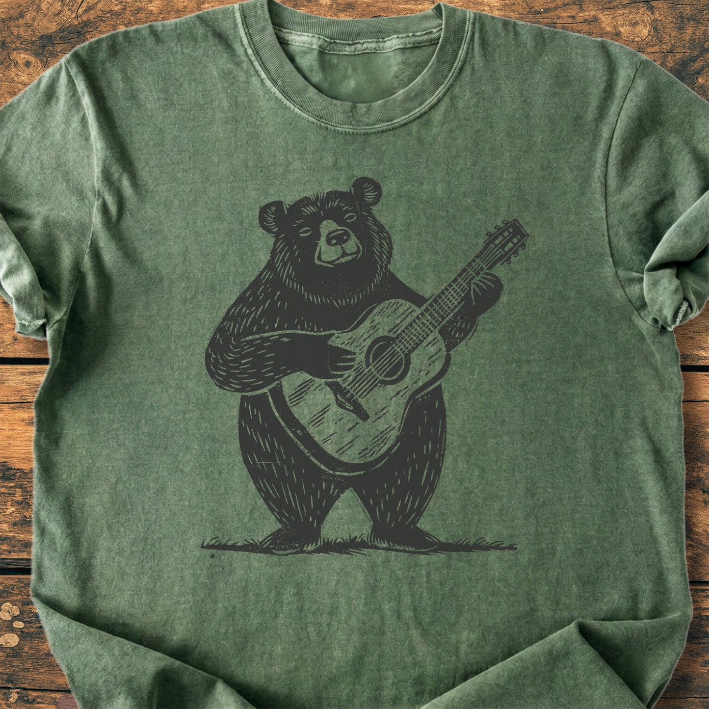 Bear With Guitar - Premium Vintage Tee