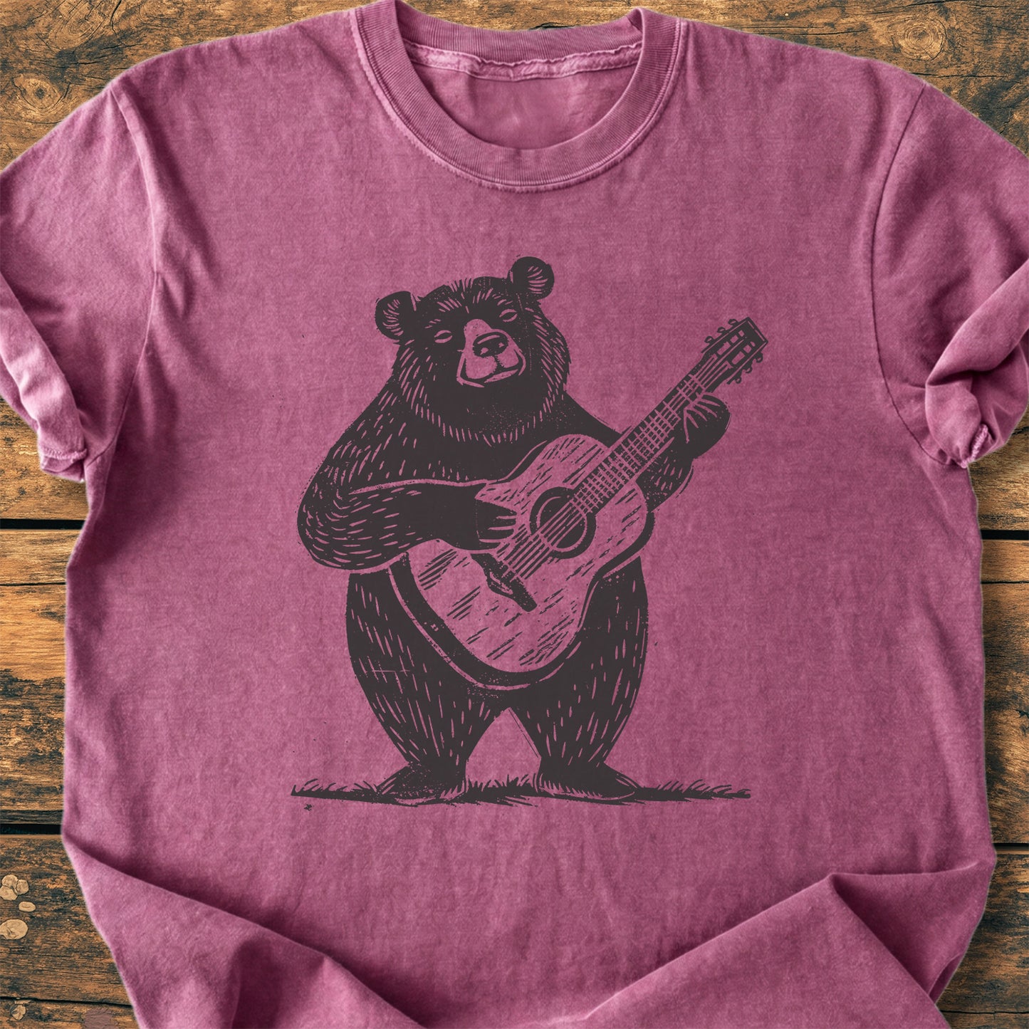 Bear With Guitar - Premium Vintage Tee