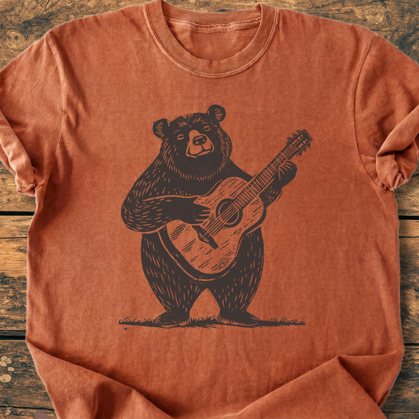 Bear With Guitar - Premium Vintage Tee
