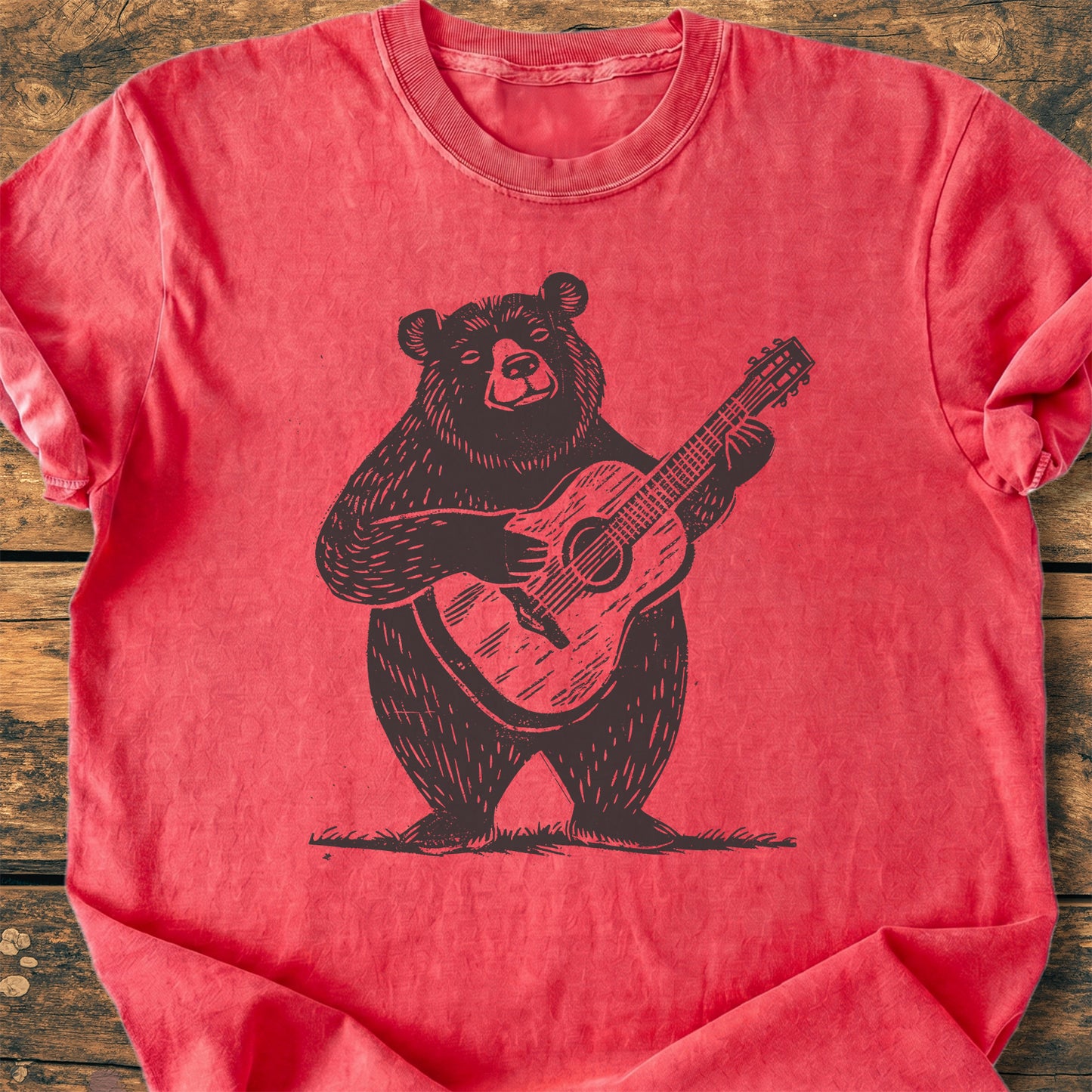 Bear With Guitar - Premium Vintage Tee