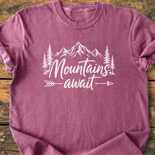 Mountains Await - Premium Vintage Tee