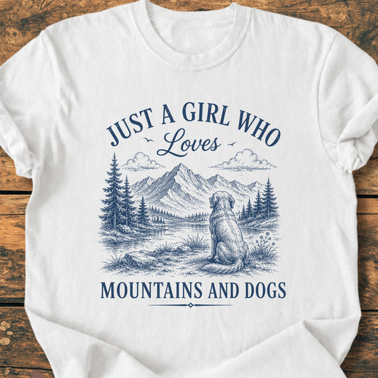 Just A Girl Who Loves Mountains And Dogs - Premium Vintage Tee