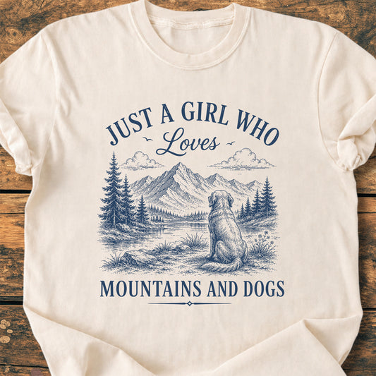 Just A Girl Who Loves Mountains And Dogs - Premium Vintage Tee