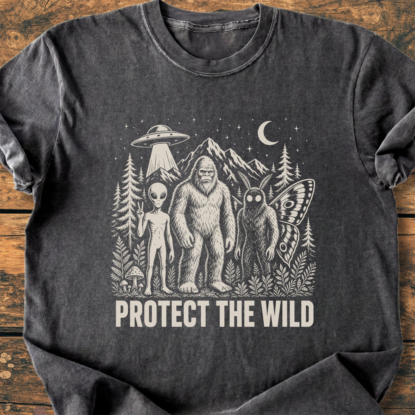 Protect The Wild, Bigfoot, Mothman, Alien - Premium Vintage Tee