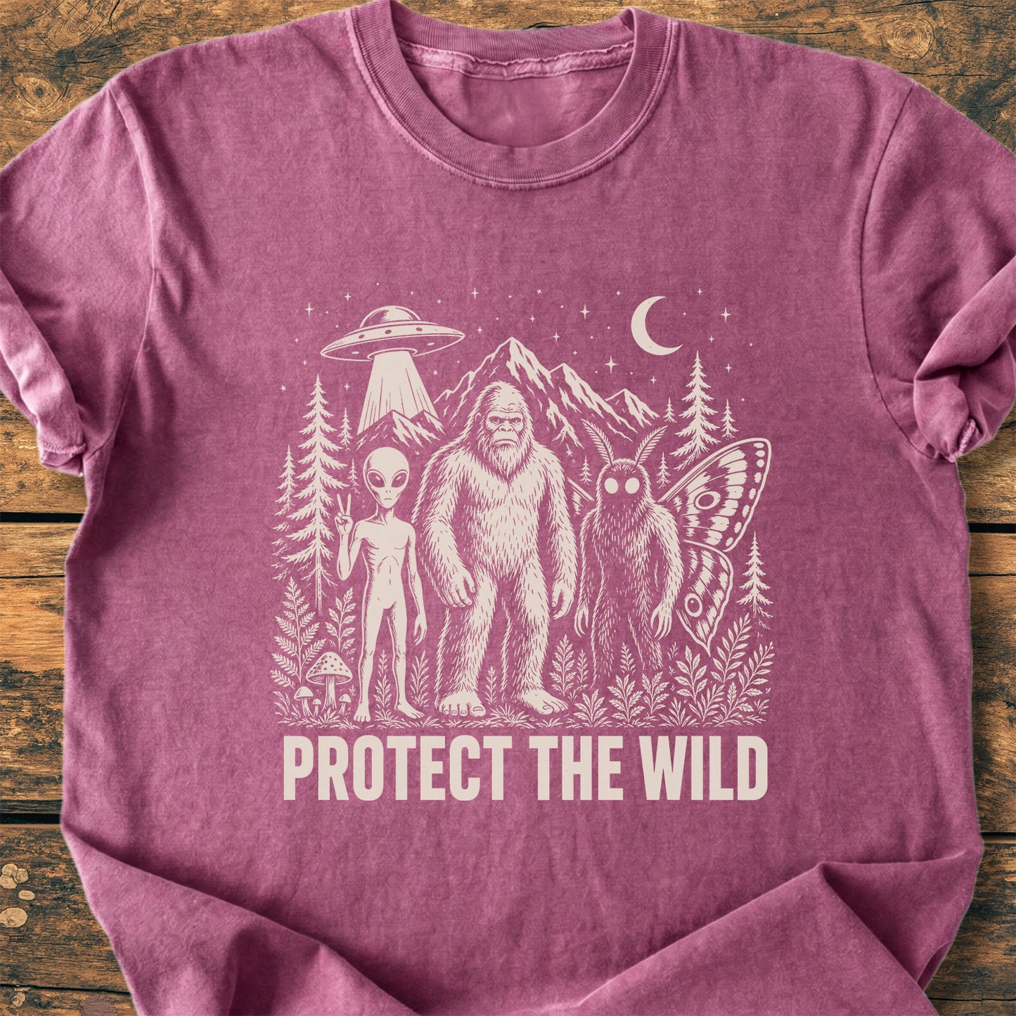 Protect The Wild, Bigfoot, Mothman, Alien - Premium Vintage Tee