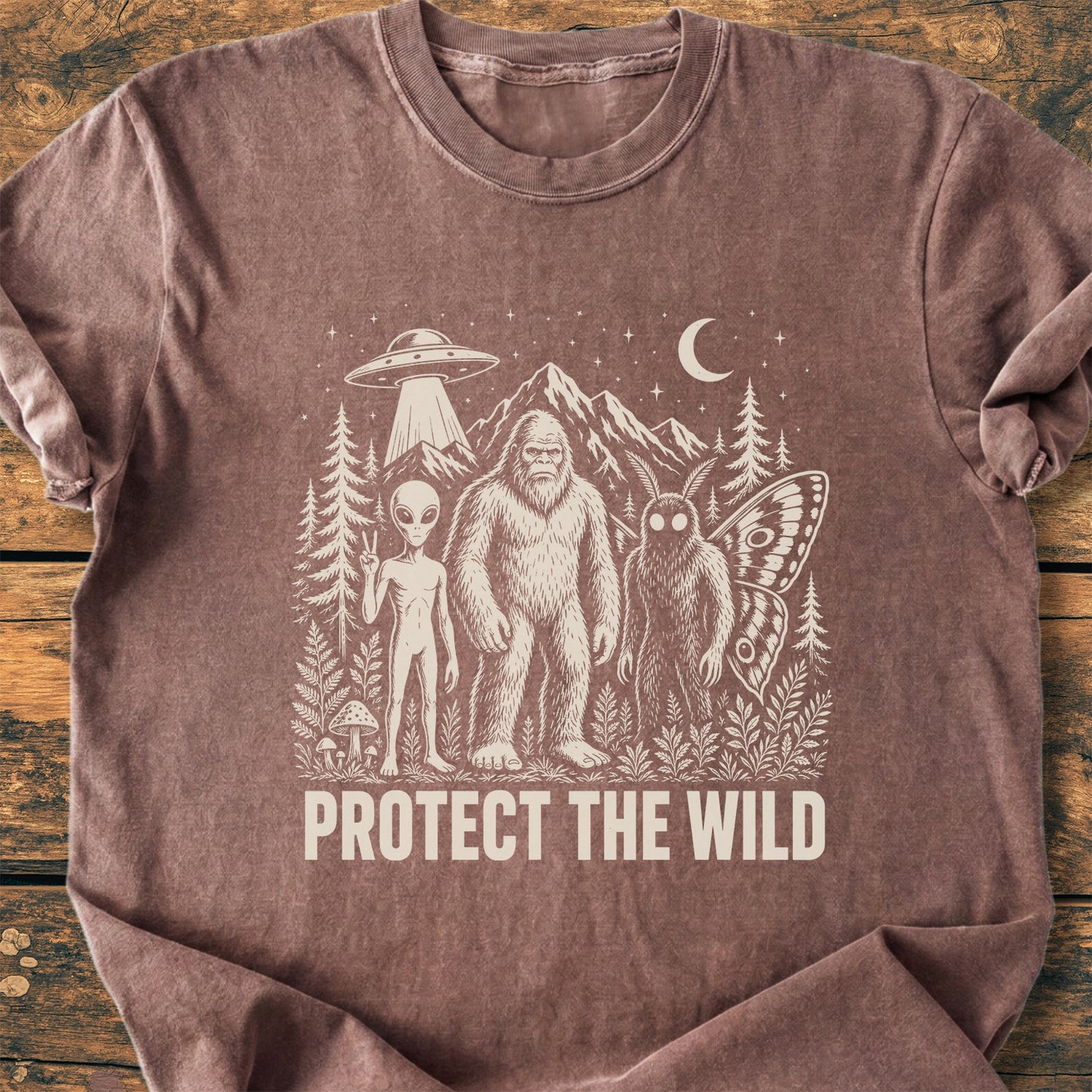 Protect The Wild, Bigfoot, Mothman, Alien - Premium Vintage Tee