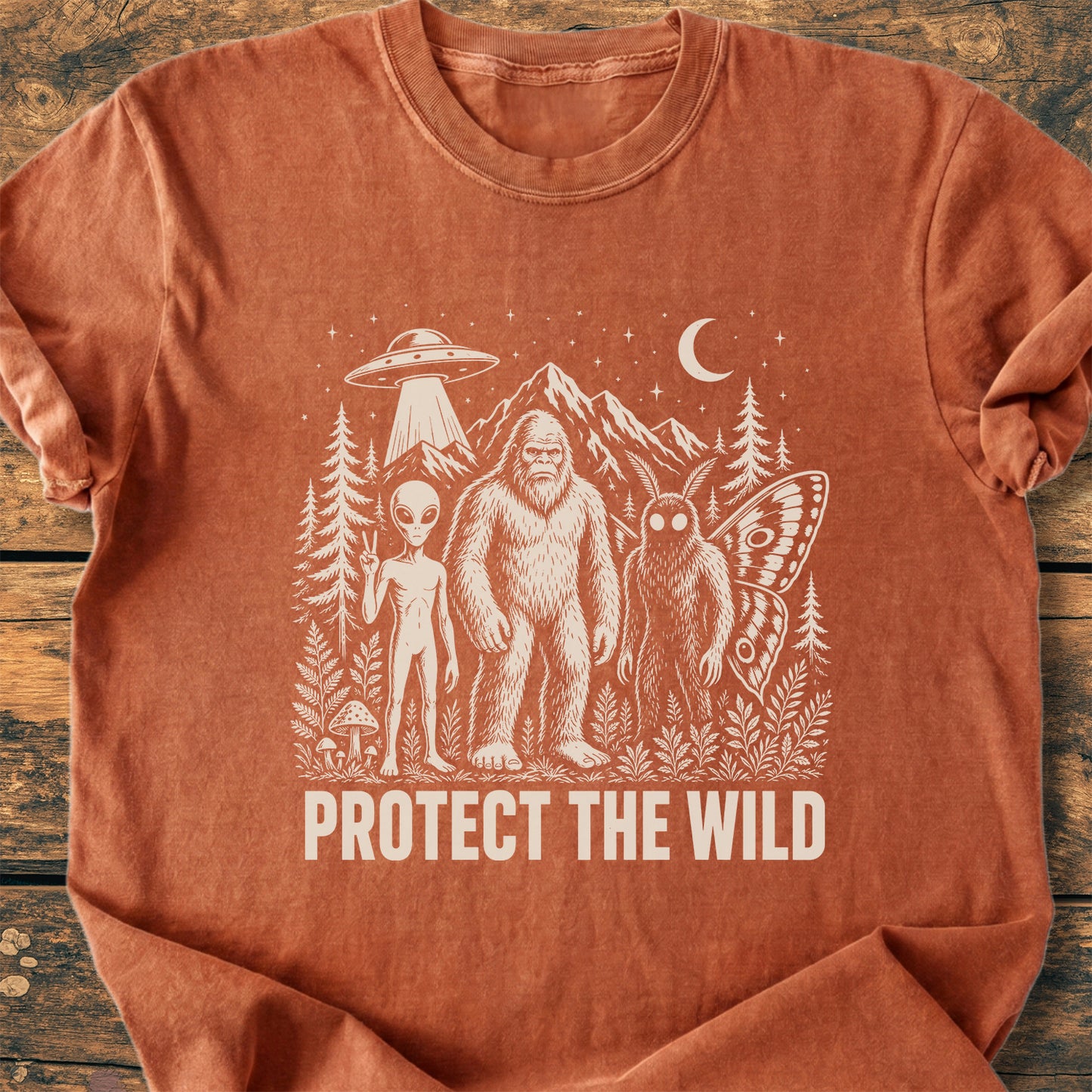 Protect The Wild, Bigfoot, Mothman, Alien - Premium Vintage Tee